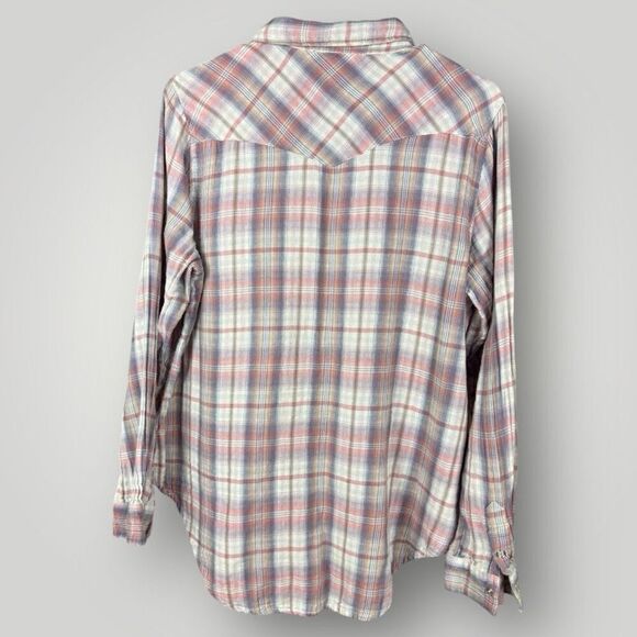 RILEY + JAMES 100% Cotton Pink and Purple Plaid Snap Button Down Shirt | XL - Picture 2 of 5